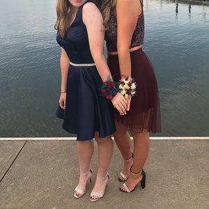 Satin Navy Homecoming Dress